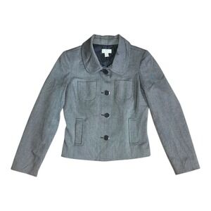 Ann Taylor Loft Blazer Suit Jacket Womens Size 8 All Grey Gray Dotted Career